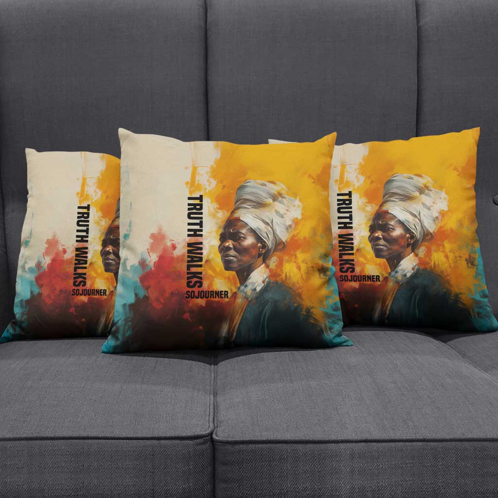 Sojourner Truth Pillow Cover Truth Walks - Bold Portrait and Empowerment Design - Wonder Print Shop