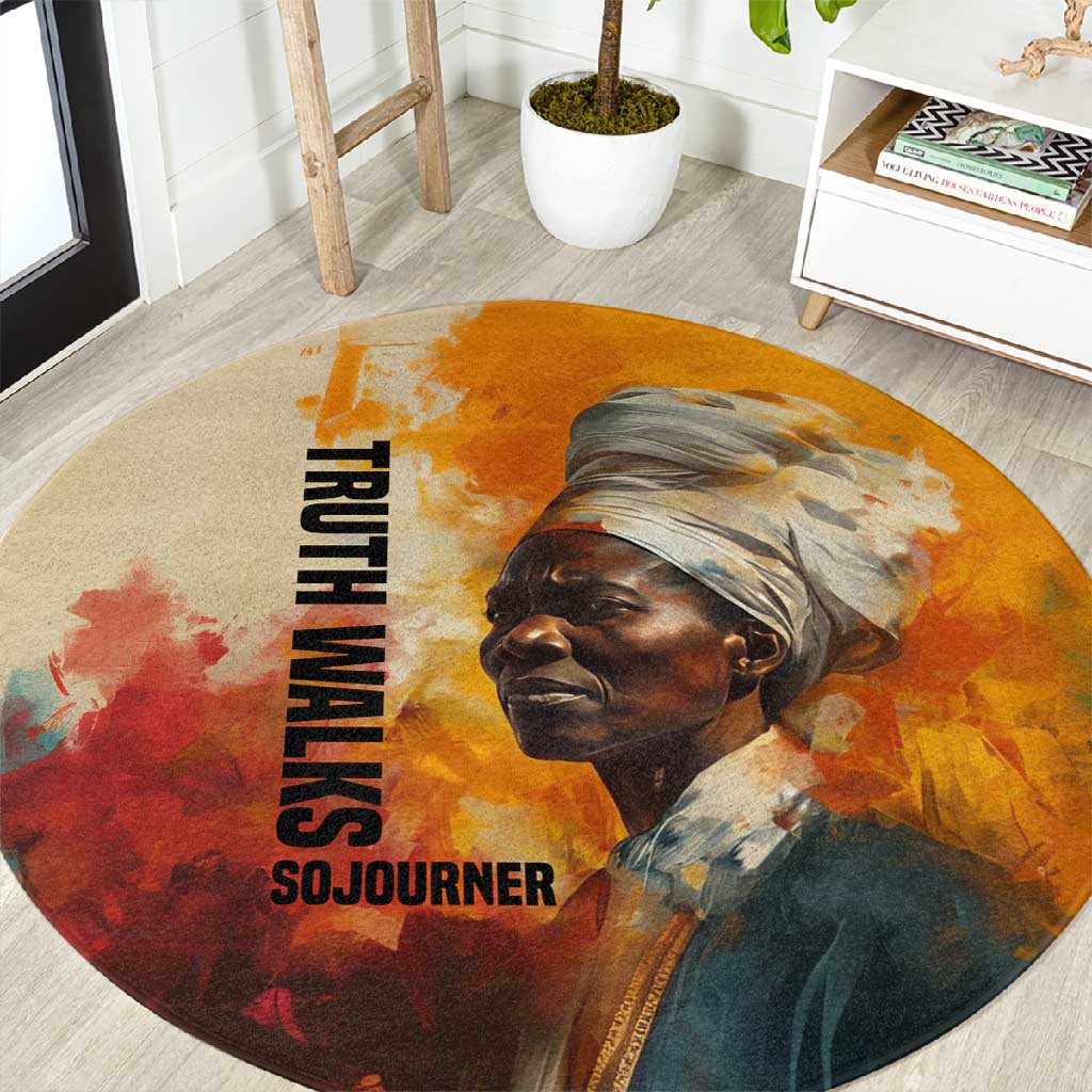 Sojourner Truth Round Carpet Truth Walks - Bold Portrait and Empowerment Design - Wonder Print Shop