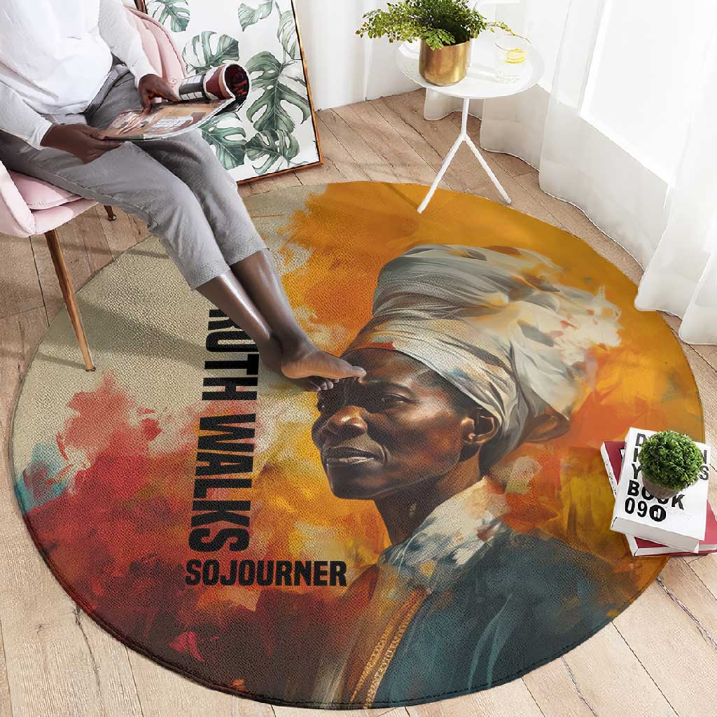 Sojourner Truth Round Carpet Truth Walks - Bold Portrait and Empowerment Design - Wonder Print Shop