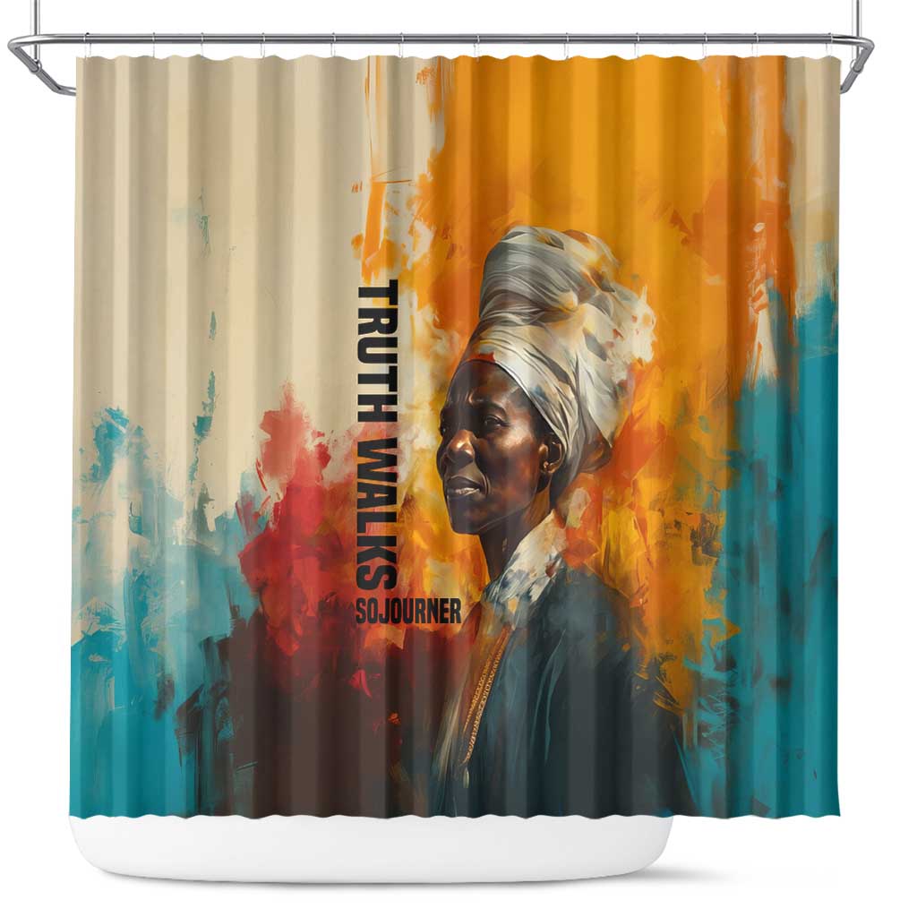Sojourner Truth Shower Curtain Truth Walks - Bold Portrait and Empowerment Design - Wonder Print Shop
