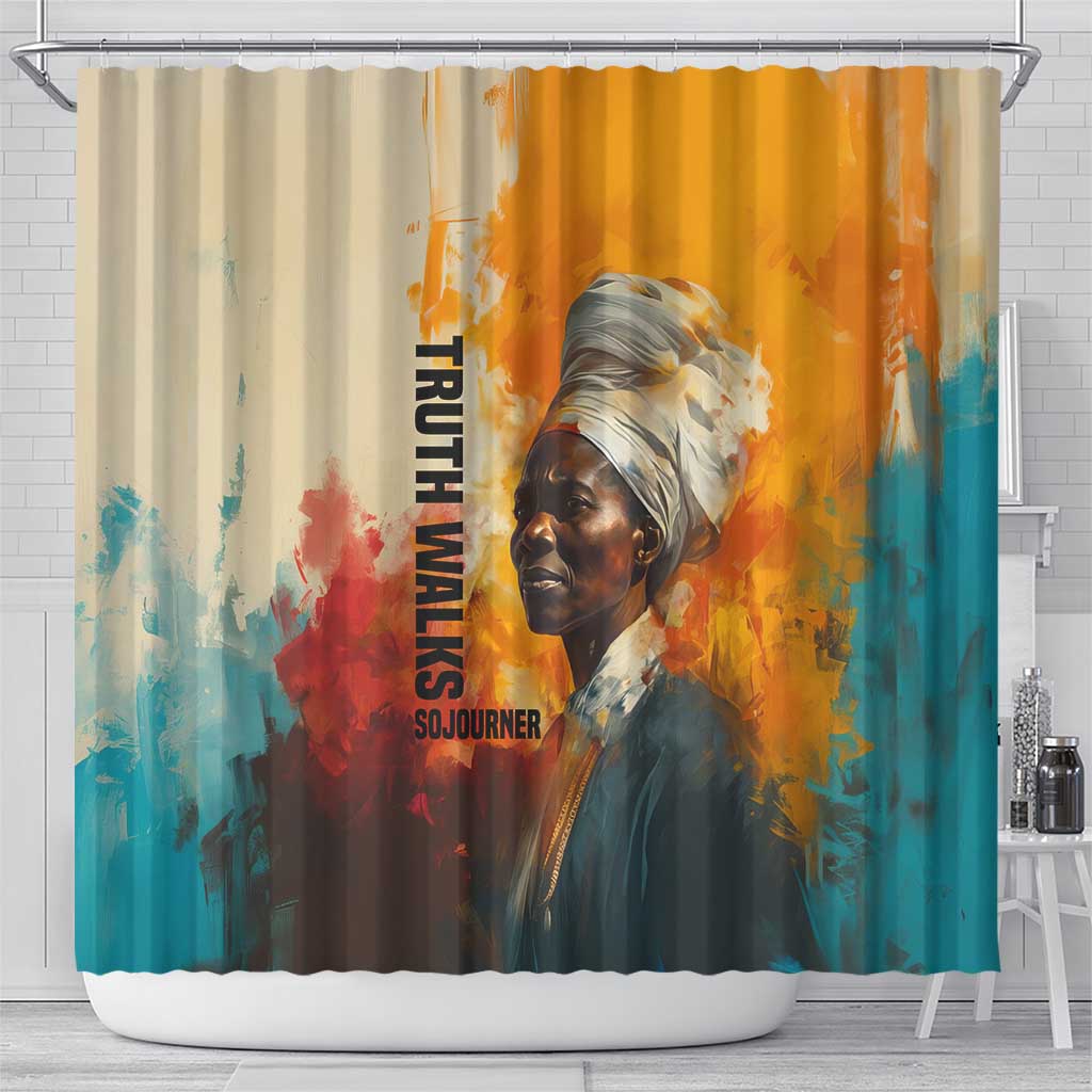 Sojourner Truth Shower Curtain Truth Walks - Bold Portrait and Empowerment Design - Wonder Print Shop