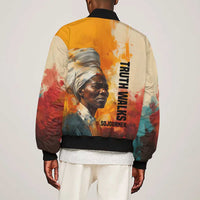 Sojourner Truth Sleeve Zip Bomber Jacket Truth Walks - Bold Portrait and Empowerment Design - Wonder Print Shop