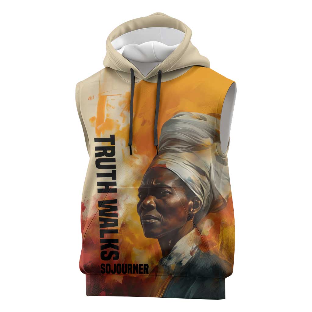 Sojourner Truth Sleeveless Hoodie Truth Walks - Bold Portrait and Empowerment Design - Wonder Print Shop