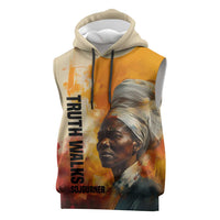 Sojourner Truth Sleeveless Hoodie Truth Walks - Bold Portrait and Empowerment Design - Wonder Print Shop
