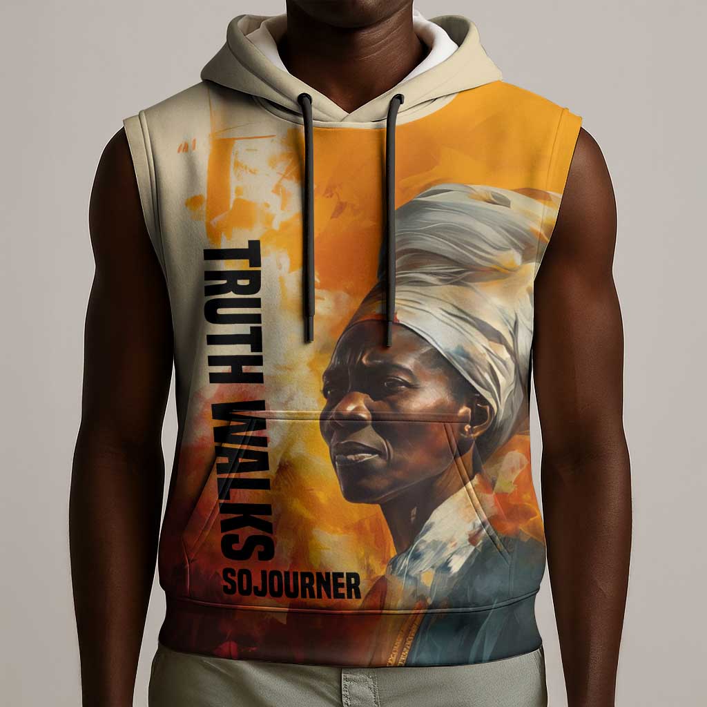 Sojourner Truth Sleeveless Hoodie Truth Walks - Bold Portrait and Empowerment Design - Wonder Print Shop
