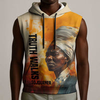 Sojourner Truth Sleeveless Hoodie Truth Walks - Bold Portrait and Empowerment Design - Wonder Print Shop
