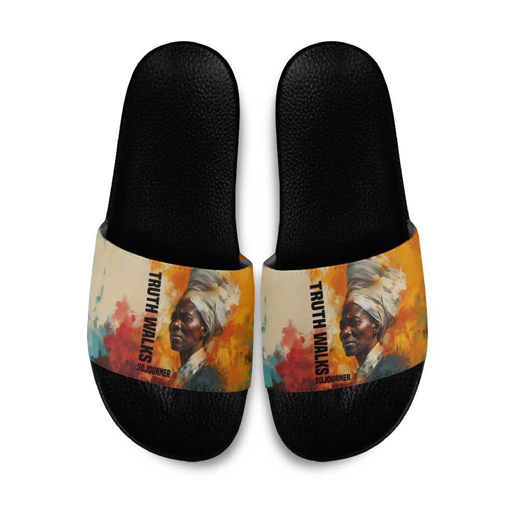 Sojourner Truth Slide Sandals Truth Walks - Bold Portrait and Empowerment Design - Wonder Print Shop
