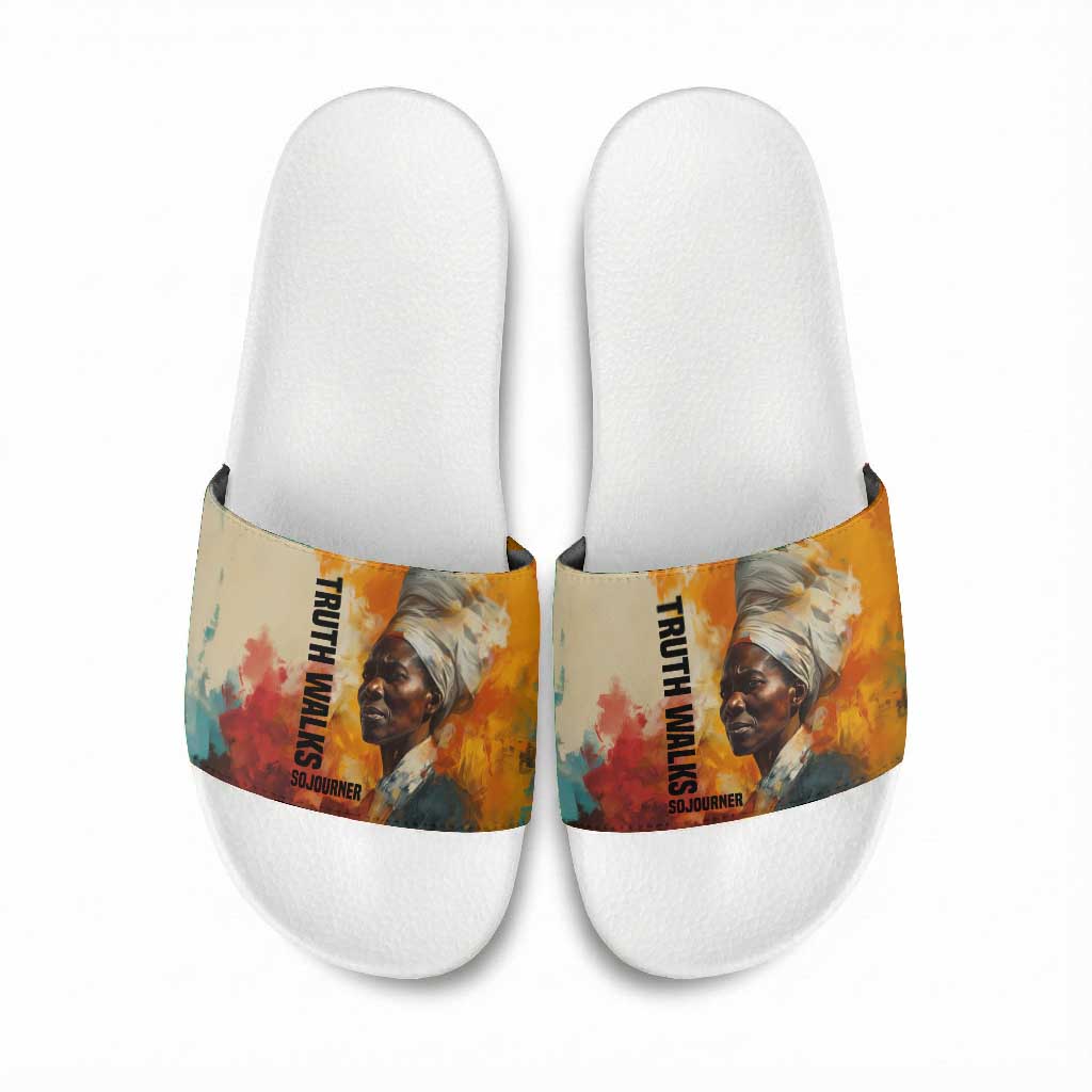 Sojourner Truth Slide Sandals Truth Walks - Bold Portrait and Empowerment Design - Wonder Print Shop