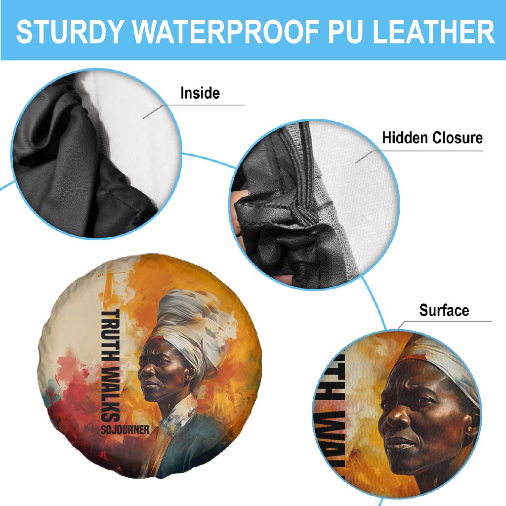 Sojourner Truth Spare Tire Cover Truth Walks - Bold Portrait and Empowerment Design - Wonder Print Shop