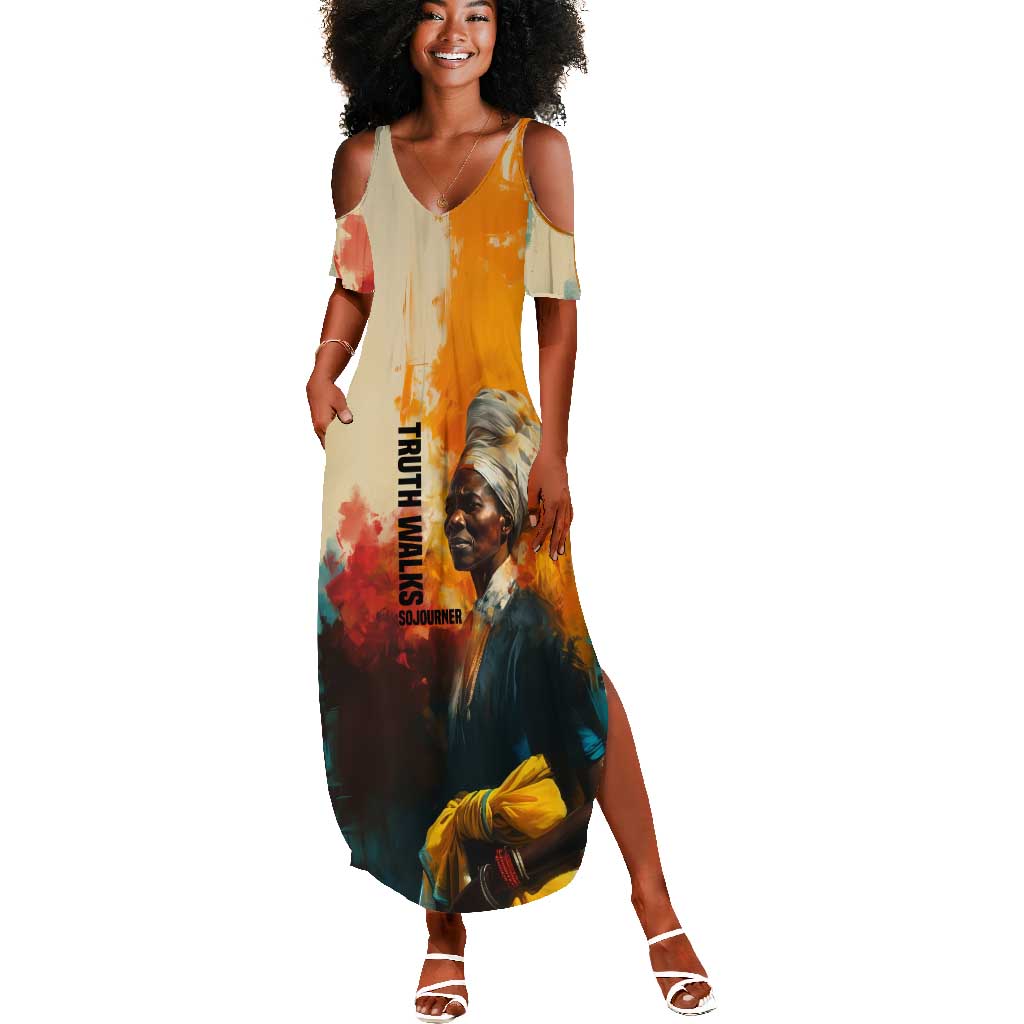 Sojourner Truth Summer Maxi Dress Truth Walks - Bold Portrait and Empowerment Design TS04