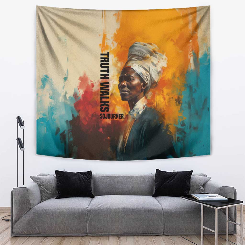 Sojourner Truth Tapestry Truth Walks - Bold Portrait and Empowerment Design - Wonder Print Shop