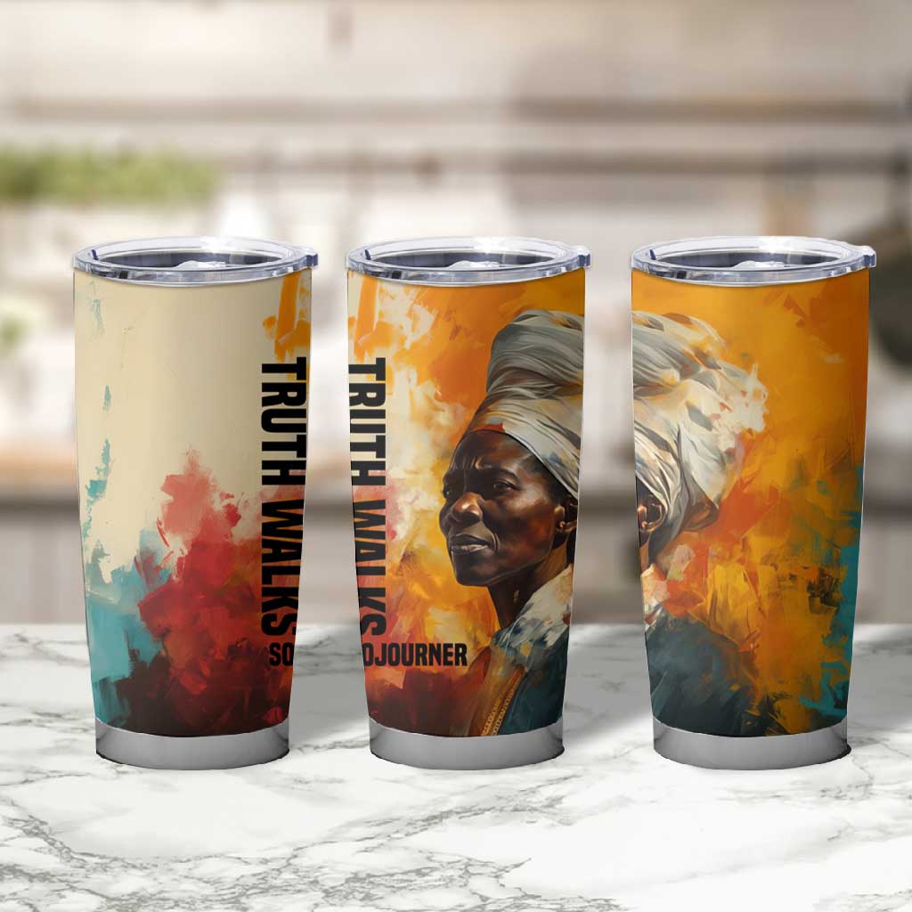 Sojourner Truth Tumbler Cup Truth Walks - Bold Portrait and Empowerment Design - Wonder Print Shop