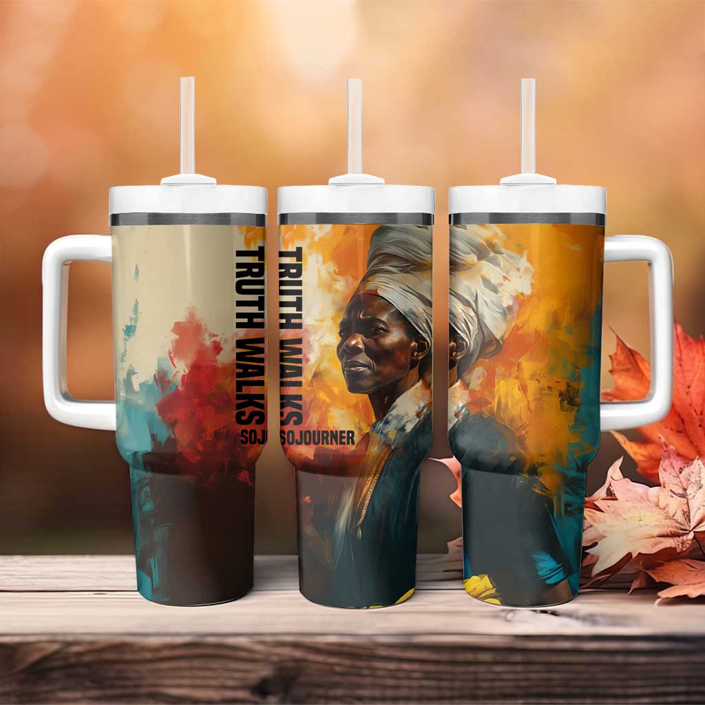 Sojourner Truth Tumbler With Handle Truth Walks - Bold Portrait and Empowerment Design - Wonder Print Shop