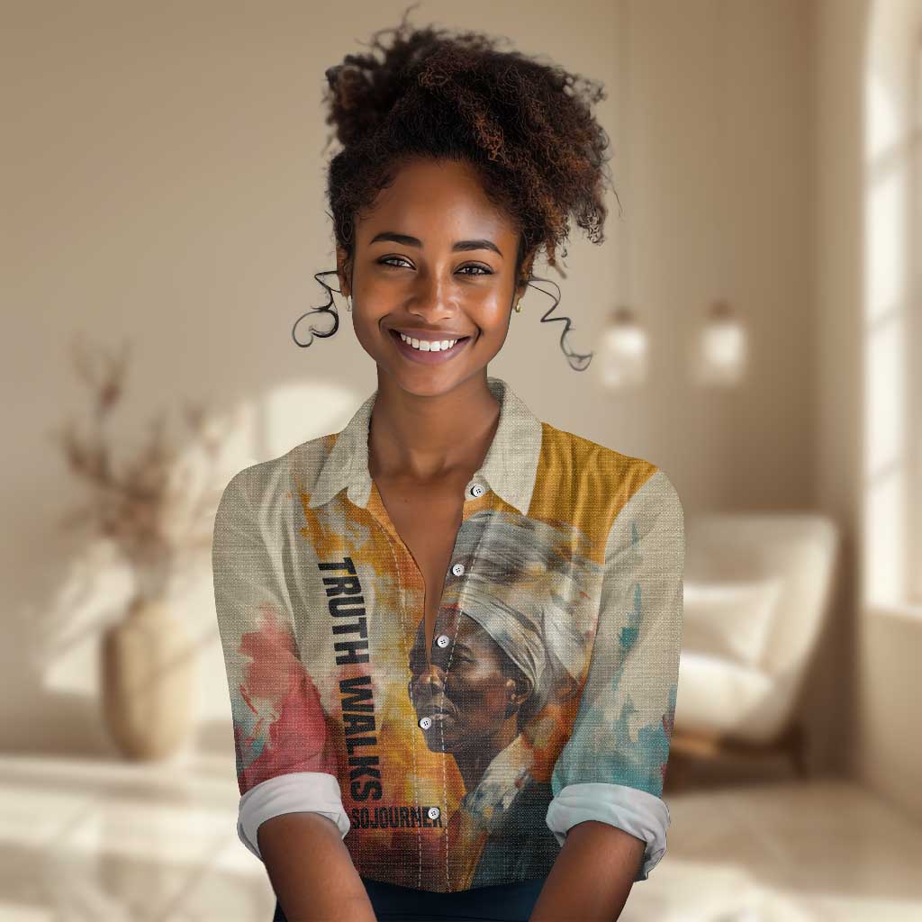 Sojourner Truth Women Casual Shirt Truth Walks - Bold Portrait and Empowerment Design - Wonder Print Shop