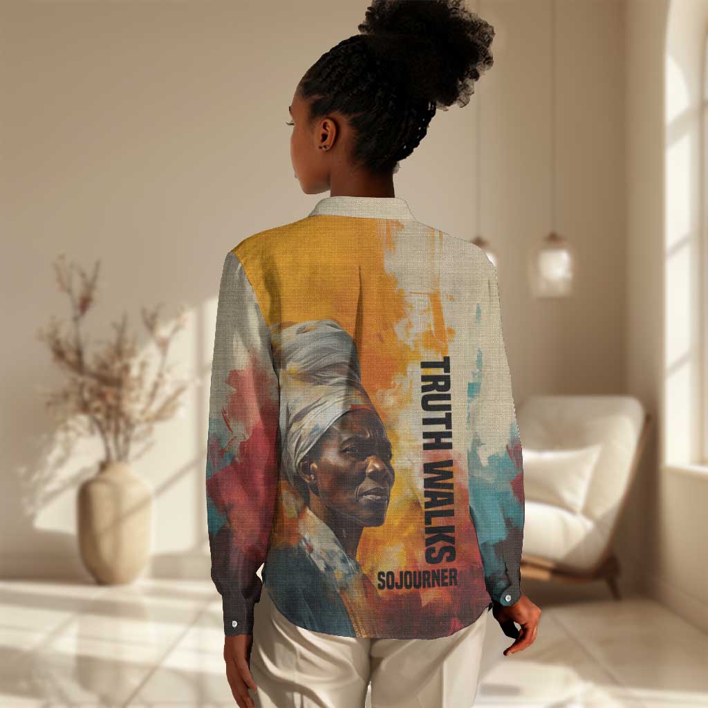 Sojourner Truth Women Casual Shirt Truth Walks - Bold Portrait and Empowerment Design - Wonder Print Shop