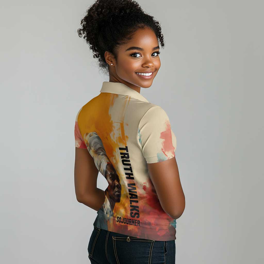 Sojourner Truth Women Polo Shirt Truth Walks - Bold Portrait and Empowerment Design TS04