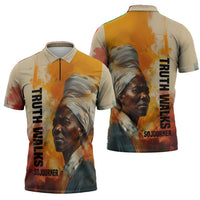Sojourner Truth Zipper Polo Shirt Truth Walks - Bold Portrait and Empowerment Design - Wonder Print Shop