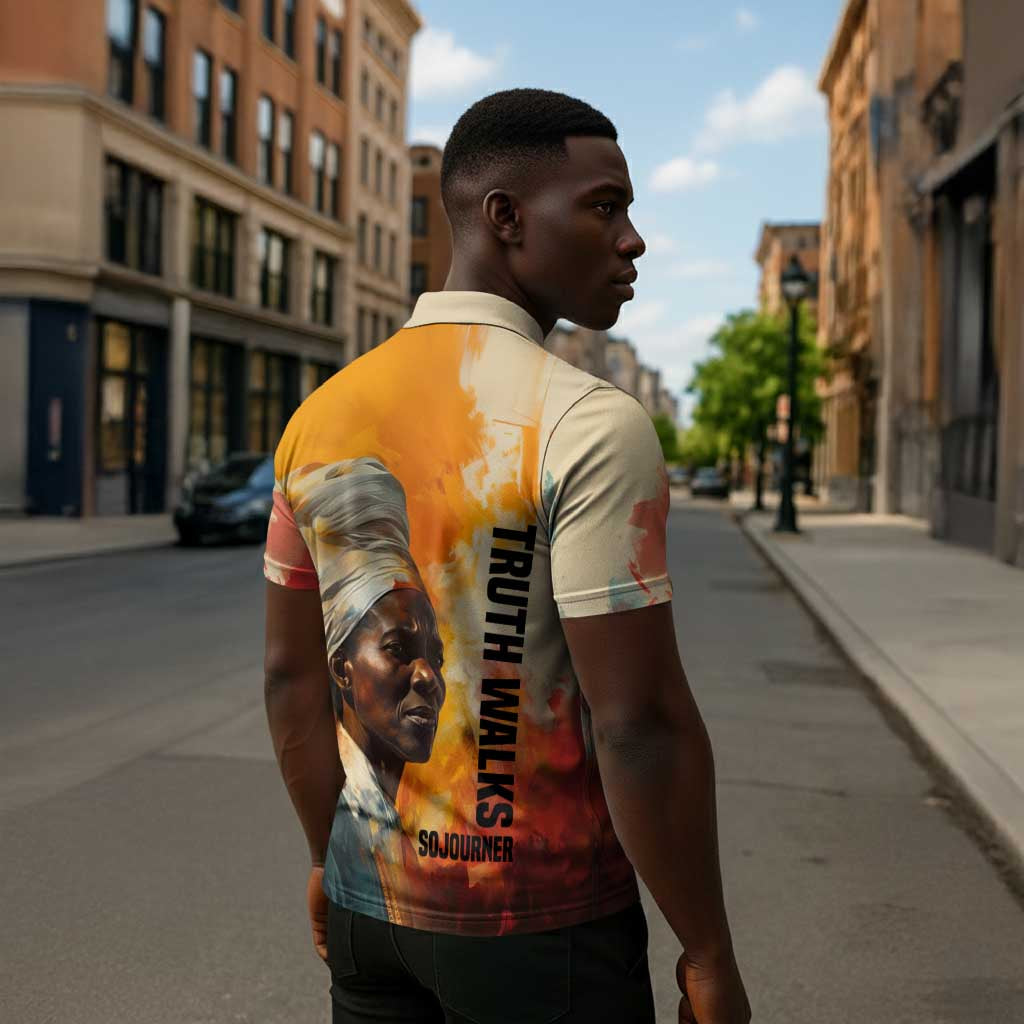 Sojourner Truth Zipper Polo Shirt Truth Walks - Bold Portrait and Empowerment Design - Wonder Print Shop