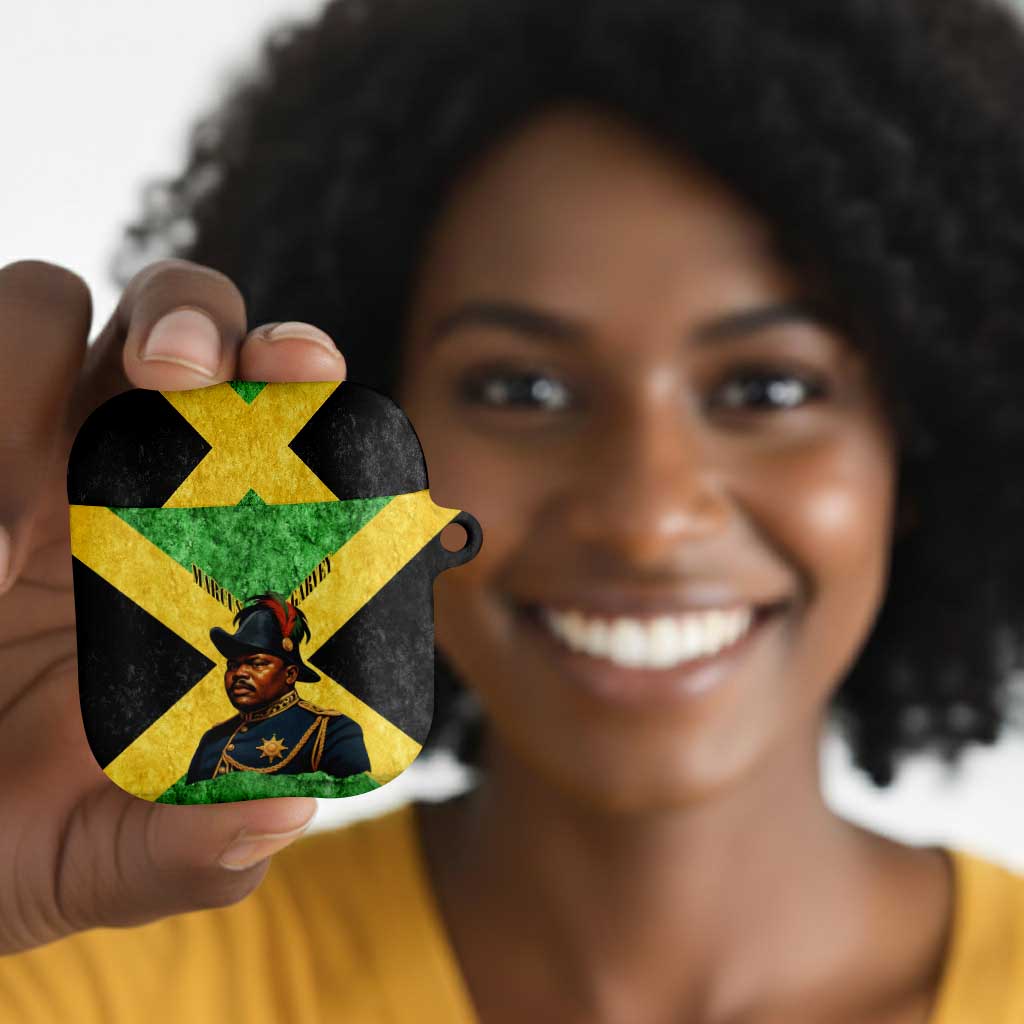 Marcus Garvey AirPods Case Jamaican Flag Theme African Fist Civil Rights Symbol Pan African Tribute Design - Wonder Print Shop