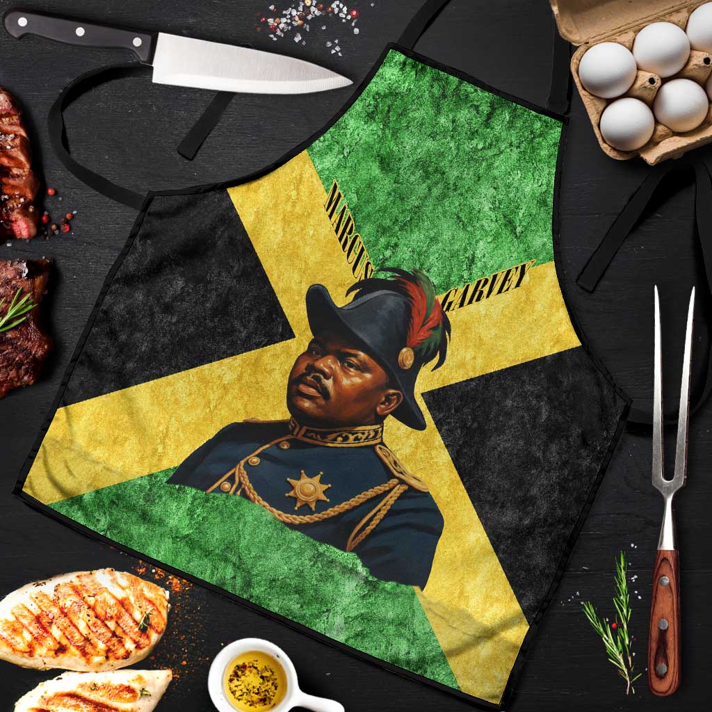 Marcus Garvey Apron Jamaican Flag Theme African Fist Civil Rights Symbol Pan African Tribute Design - Wonder Print Shop