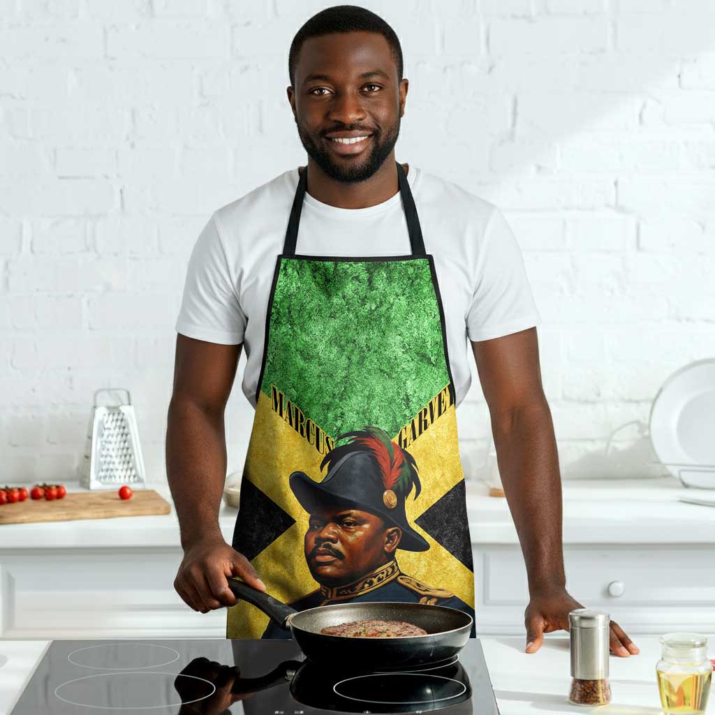 Marcus Garvey Apron Jamaican Flag Theme African Fist Civil Rights Symbol Pan African Tribute Design - Wonder Print Shop