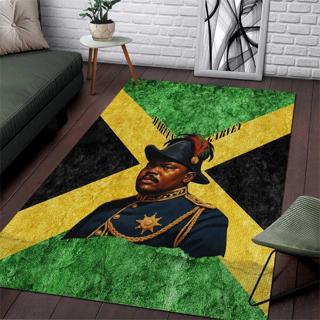 Marcus Garvey Area Rug Jamaican Flag Theme African Fist Civil Rights Symbol Pan African Tribute Design - Wonder Print Shop