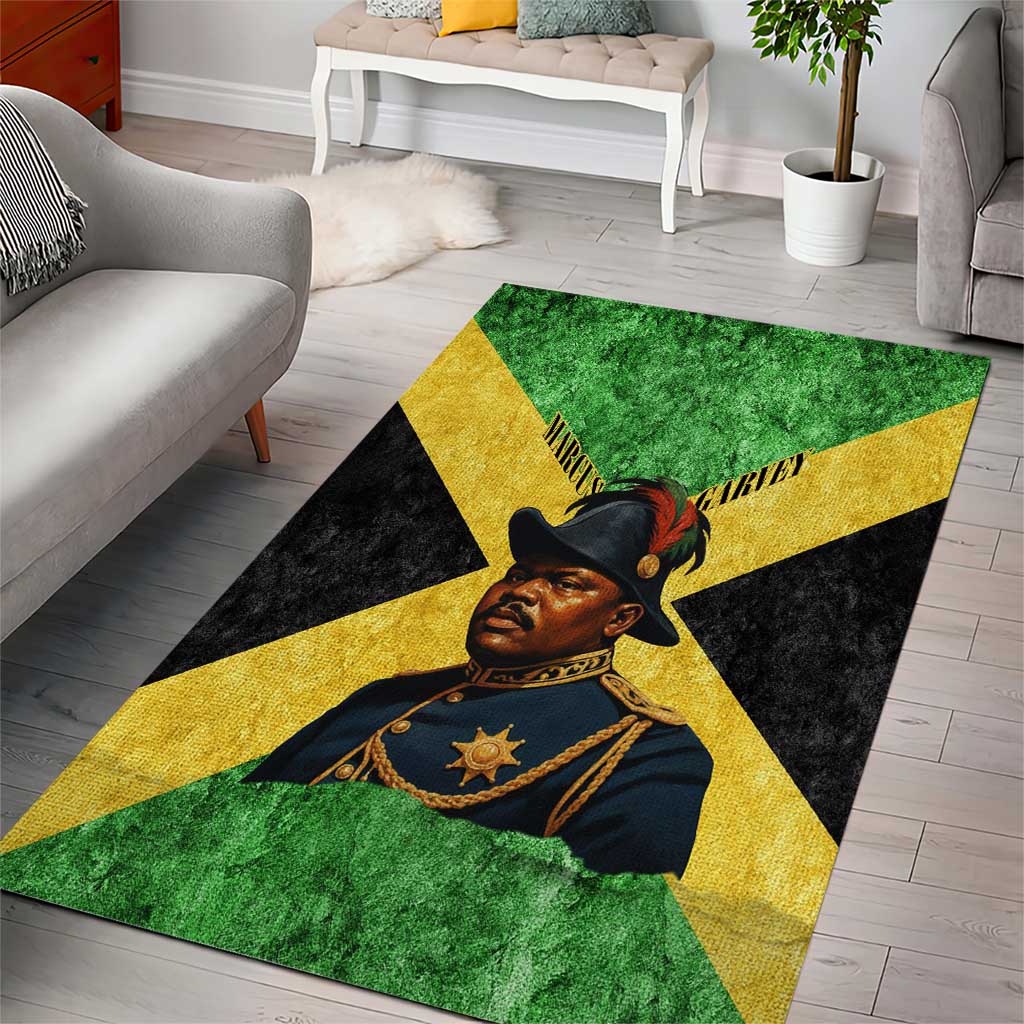Marcus Garvey Area Rug Jamaican Flag Theme African Fist Civil Rights Symbol Pan African Tribute Design - Wonder Print Shop