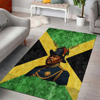 Marcus Garvey Area Rug Jamaican Flag Theme African Fist Civil Rights Symbol Pan African Tribute Design - Wonder Print Shop