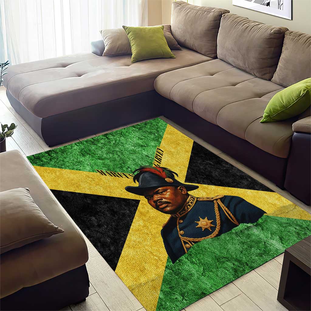 Marcus Garvey Area Rug Jamaican Flag Theme African Fist Civil Rights Symbol Pan African Tribute Design - Wonder Print Shop
