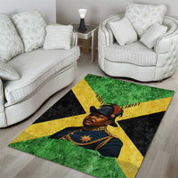 Marcus Garvey Area Rug Jamaican Flag Theme African Fist Civil Rights Symbol Pan African Tribute Design - Wonder Print Shop