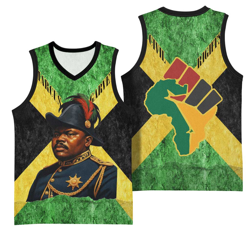 Marcus Garvey Basketball Jersey Jamaican Flag Theme African Fist Civil Rights Symbol Pan African Tribute Design - Wonder Print Shop