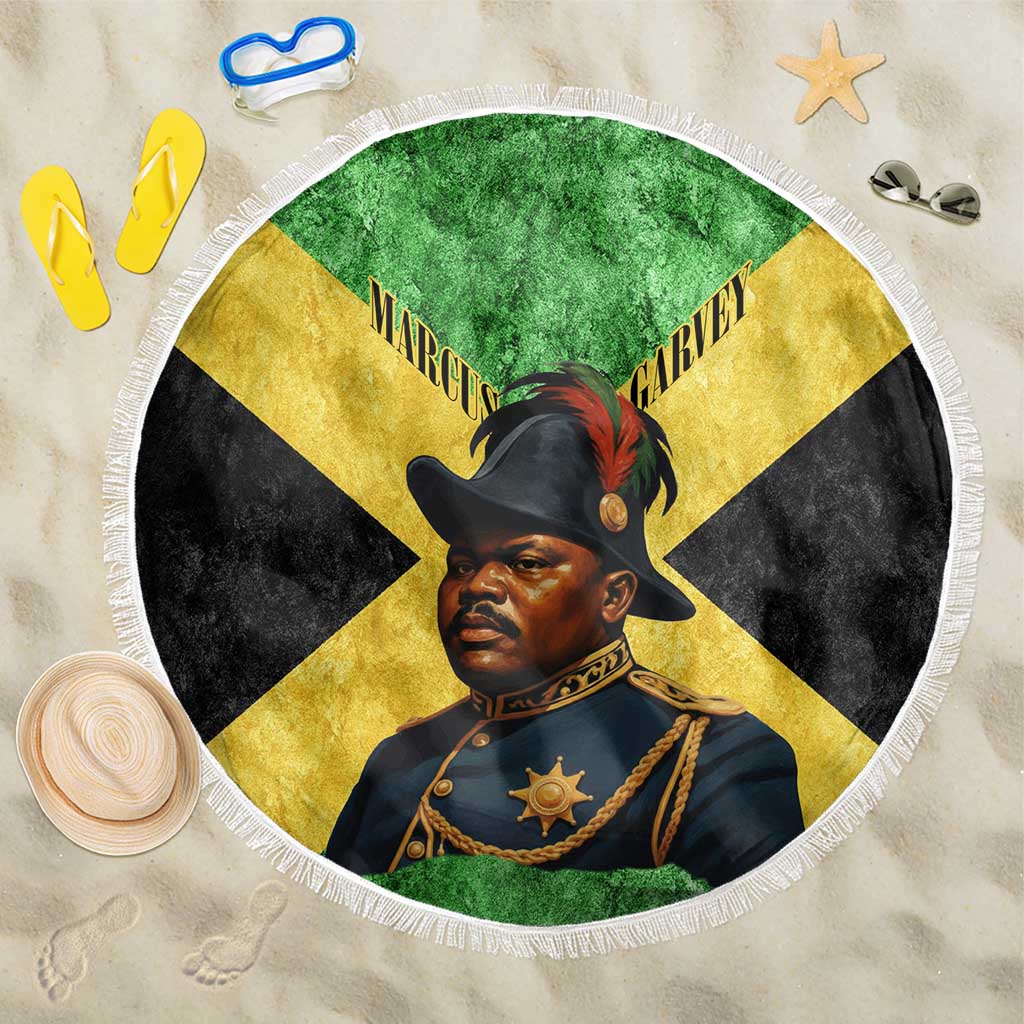 Marcus Garvey Beach Blanket Jamaican Flag Theme African Fist Civil Rights Symbol Pan African Tribute Design - Wonder Print Shop