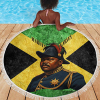 Marcus Garvey Beach Blanket Jamaican Flag Theme African Fist Civil Rights Symbol Pan African Tribute Design - Wonder Print Shop