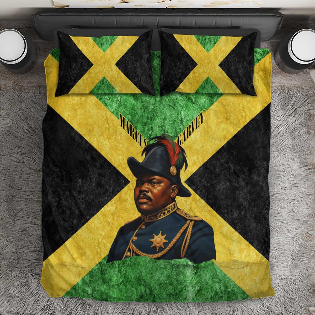 Marcus Garvey Bedding Set Jamaican Flag Theme African Fist Civil Rights Symbol Pan African Tribute Design - Wonder Print Shop