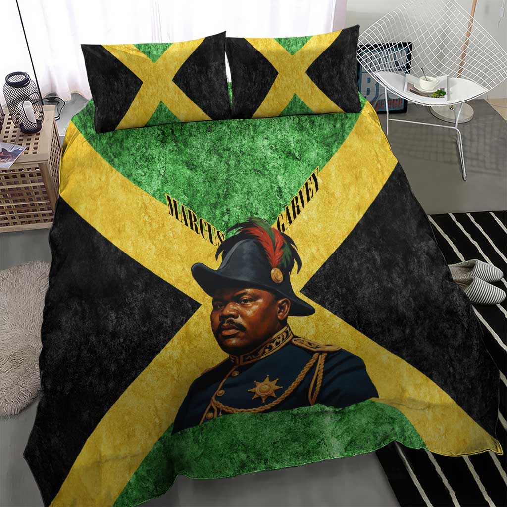 Marcus Garvey Bedding Set Jamaican Flag Theme African Fist Civil Rights Symbol Pan African Tribute Design - Wonder Print Shop