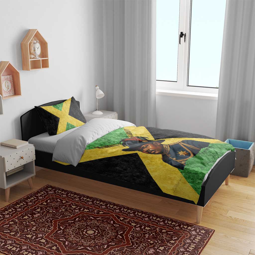 Marcus Garvey Bedding Set Jamaican Flag Theme African Fist Civil Rights Symbol Pan African Tribute Design - Wonder Print Shop