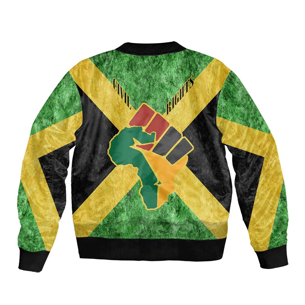 Marcus Garvey Bomber Jacket Jamaican Flag Theme African Fist Civil Rights Symbol Pan African Tribute Design - Wonder Print Shop