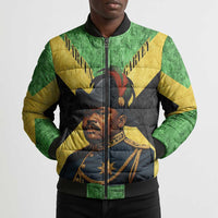 Marcus Garvey Bomber Puffer Jacket Jamaican Flag Theme African Fist Civil Rights Symbol Pan African Tribute Design - Wonder Print Shop