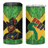 Marcus Garvey 4 in 1 Can Cooler Tumbler Jamaican Flag Theme African Fist Civil Rights Symbol Pan African Tribute Design - Wonder Print Shop