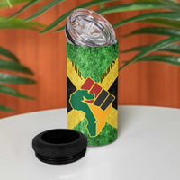Marcus Garvey 4 in 1 Can Cooler Tumbler Jamaican Flag Theme African Fist Civil Rights Symbol Pan African Tribute Design - Wonder Print Shop