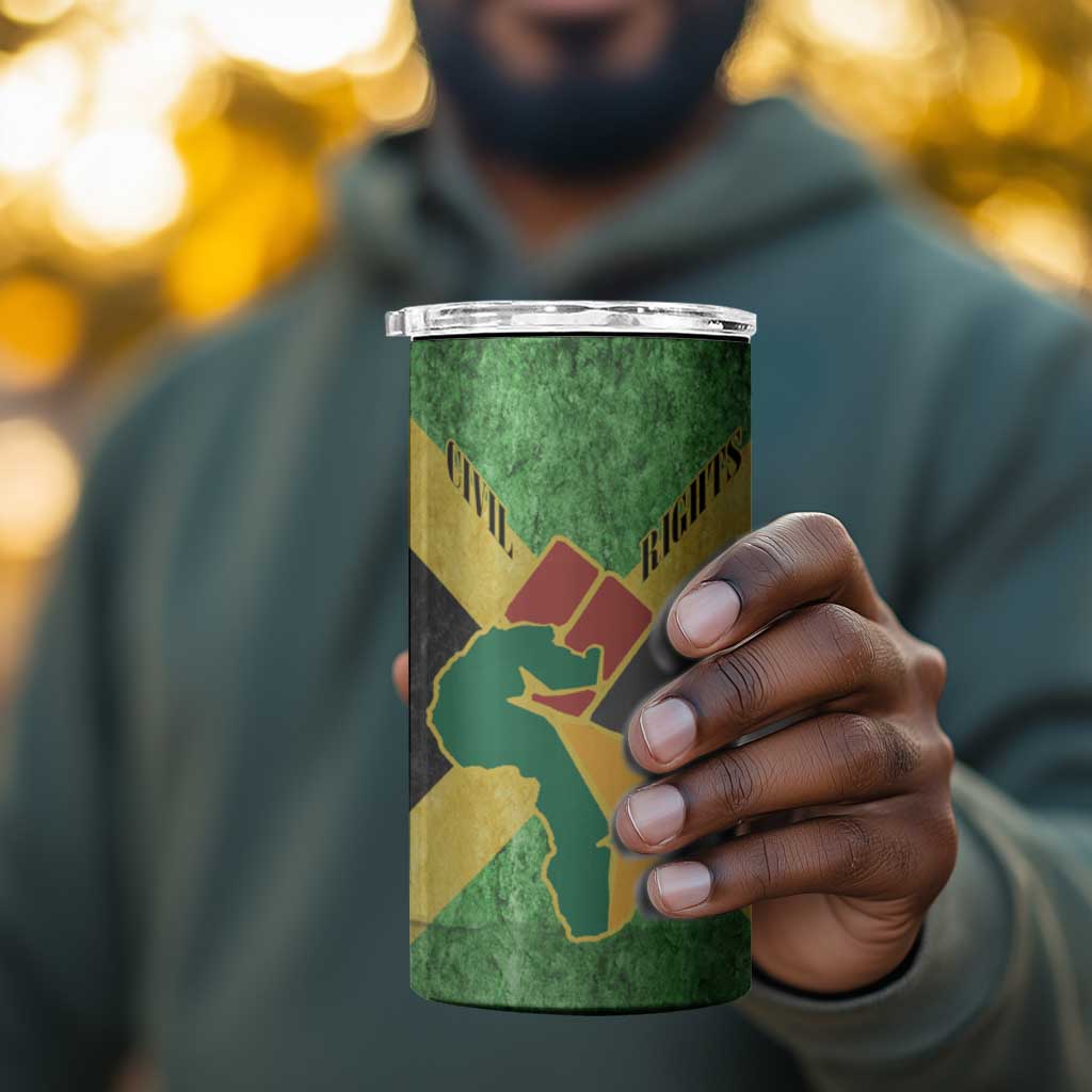 Marcus Garvey 4 in 1 Can Cooler Tumbler Jamaican Flag Theme African Fist Civil Rights Symbol Pan African Tribute Design - Wonder Print Shop