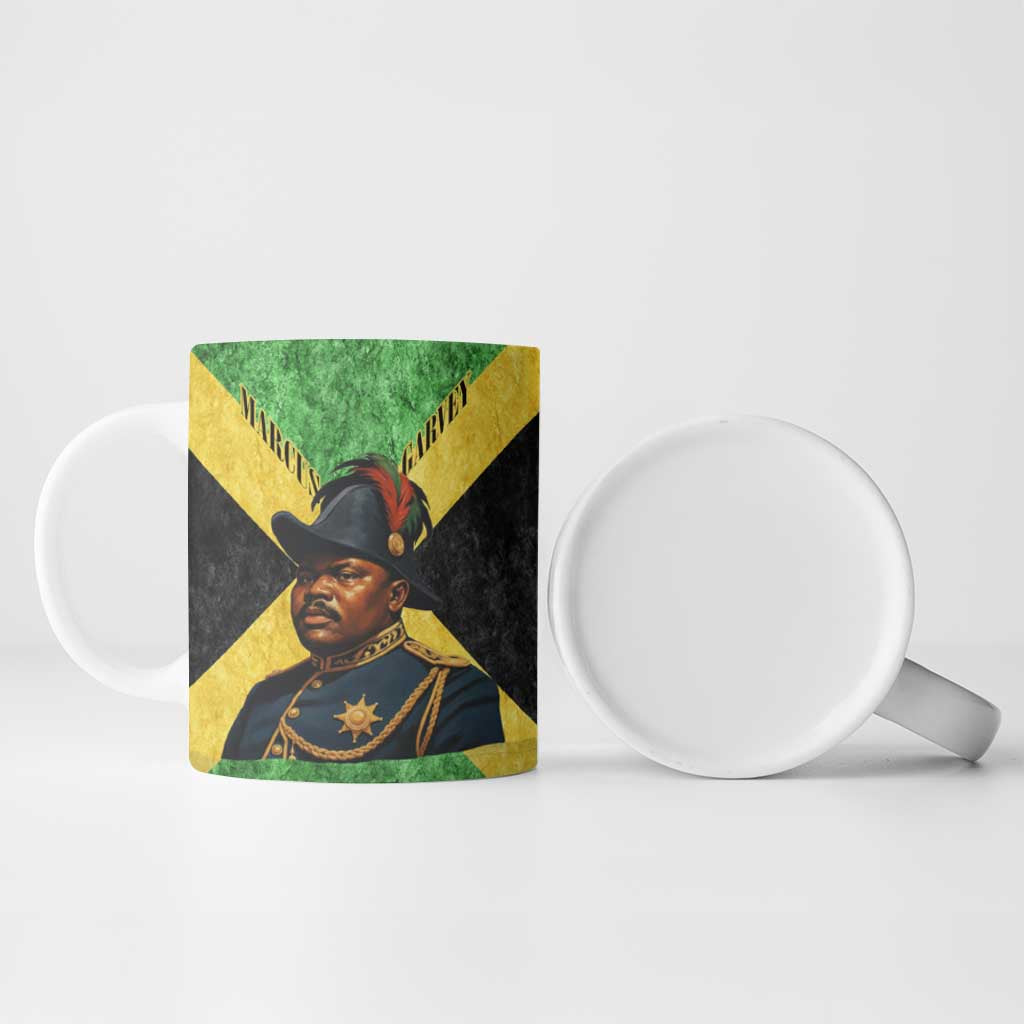 Marcus Garvey Ceramic Mug Jamaican Flag Theme African Fist Civil Rights Symbol Pan African Tribute Design - Wonder Print Shop
