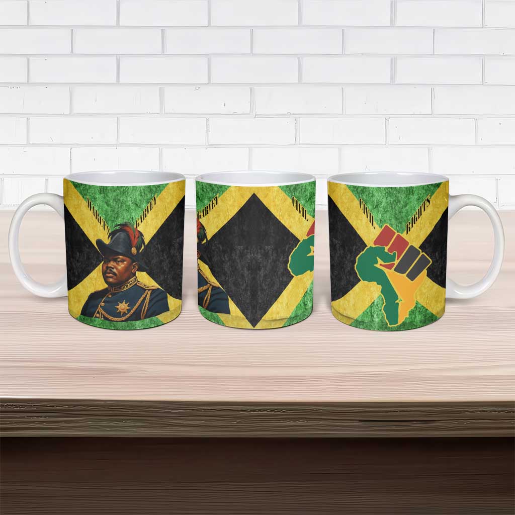 Marcus Garvey Ceramic Mug Jamaican Flag Theme African Fist Civil Rights Symbol Pan African Tribute Design - Wonder Print Shop