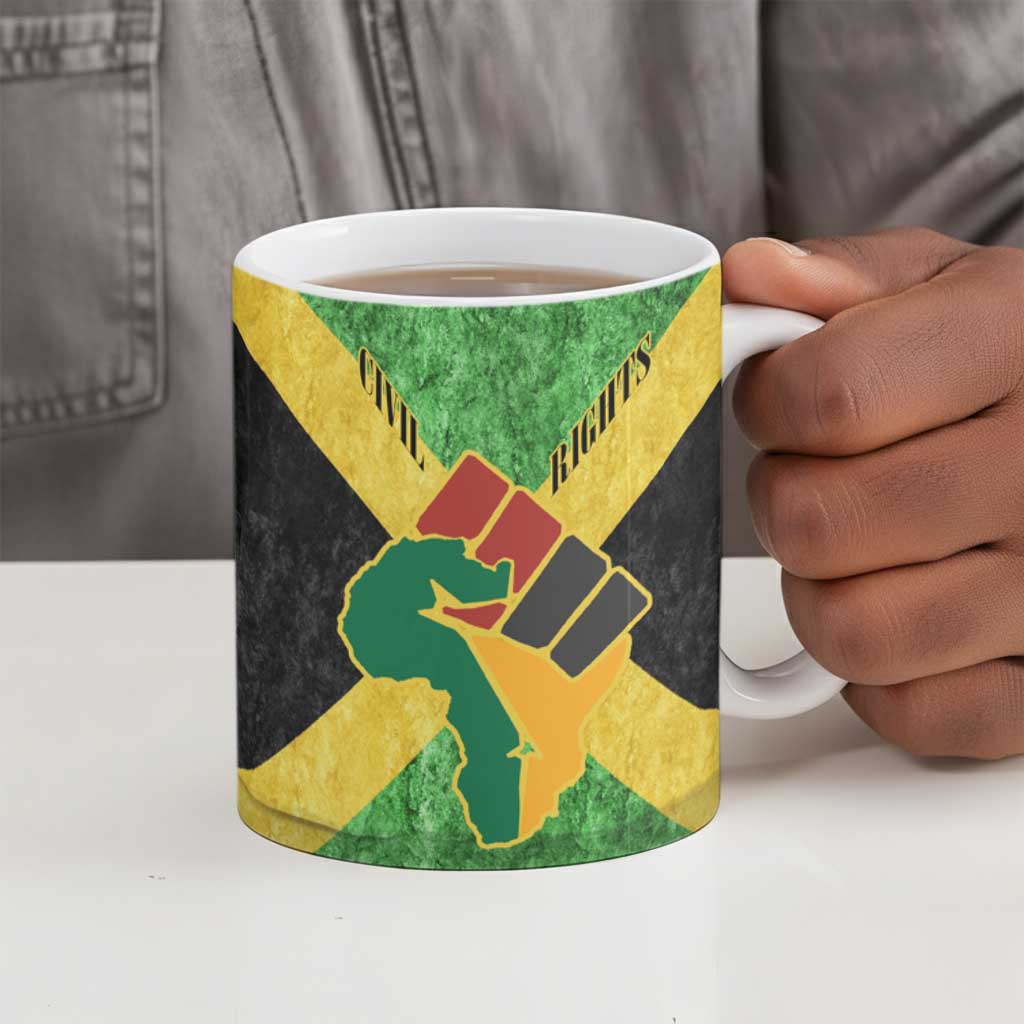 Marcus Garvey Ceramic Mug Jamaican Flag Theme African Fist Civil Rights Symbol Pan African Tribute Design - Wonder Print Shop