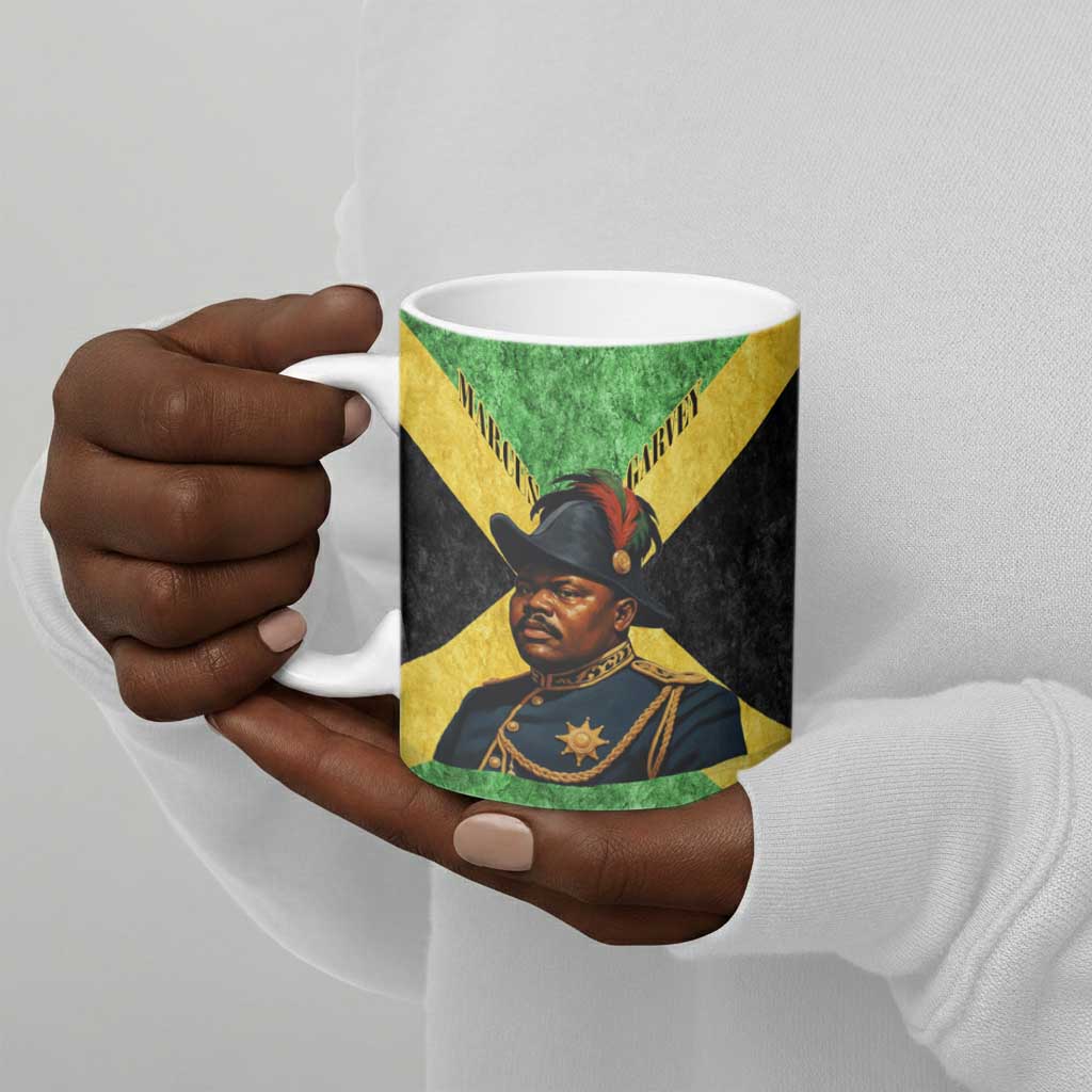 Marcus Garvey Ceramic Mug Jamaican Flag Theme African Fist Civil Rights Symbol Pan African Tribute Design - Wonder Print Shop