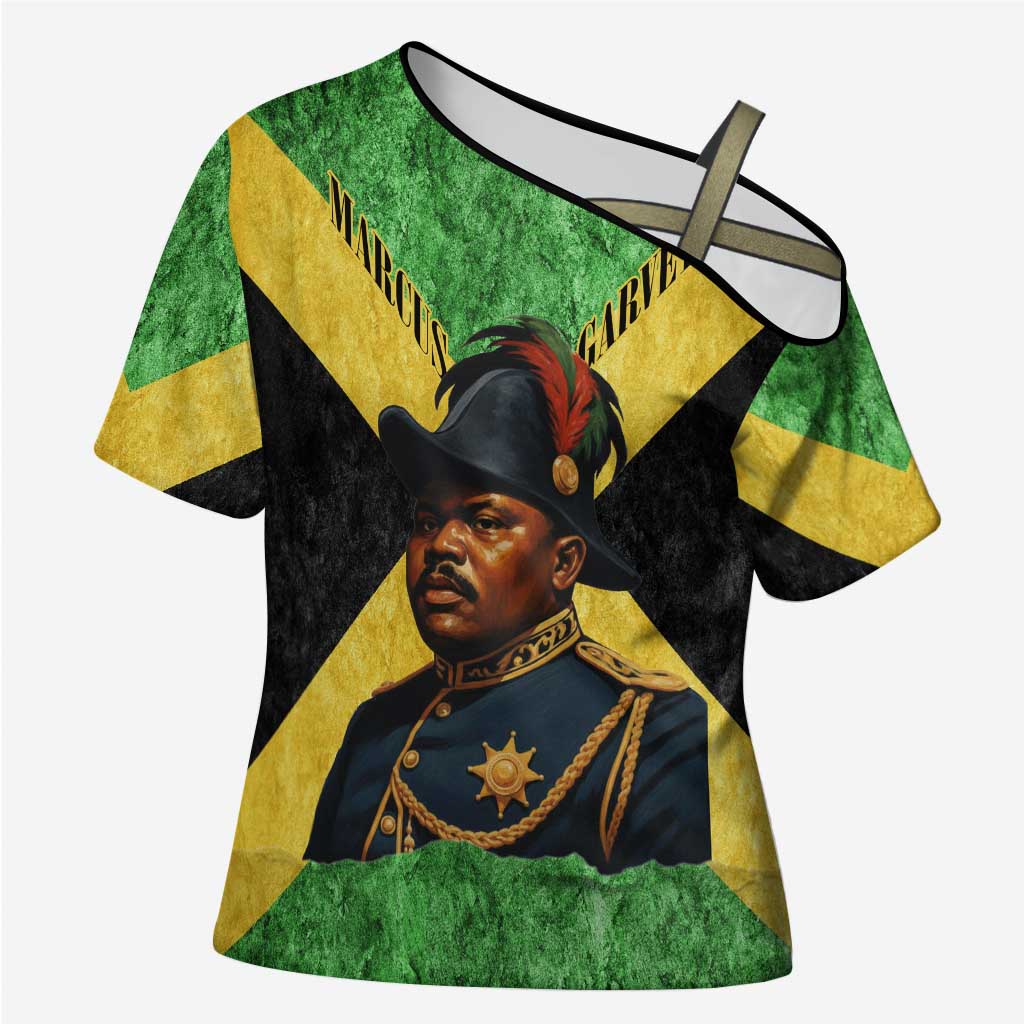 Marcus Garvey Cross Shoulder Shirt Jamaican Flag Theme African Fist Civil Rights Symbol Pan African Tribute Design - Wonder Print Shop