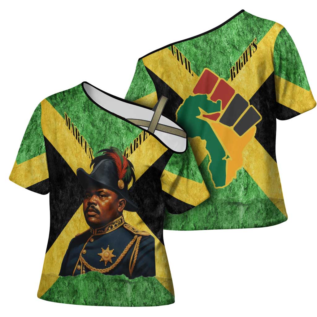 Marcus Garvey Cross Shoulder Shirt Jamaican Flag Theme African Fist Civil Rights Symbol Pan African Tribute Design - Wonder Print Shop