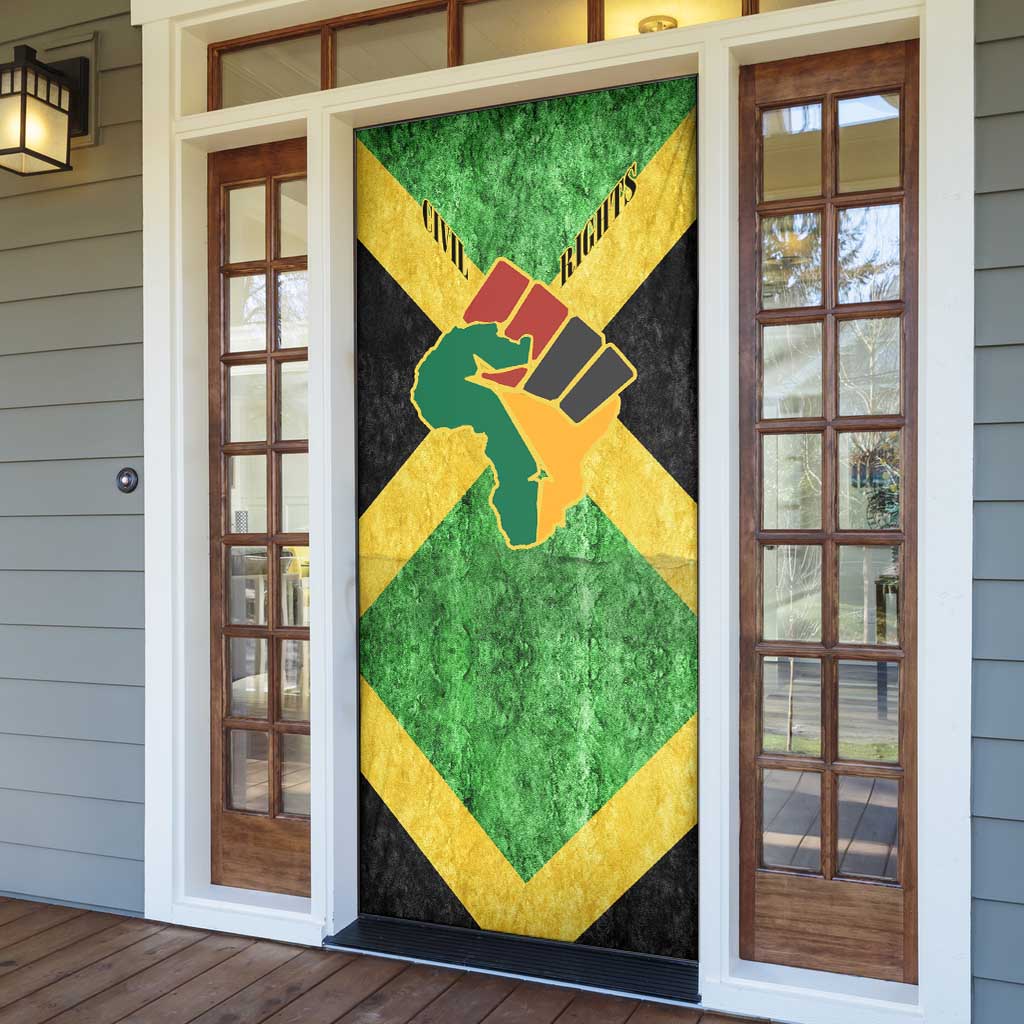 Marcus Garvey Door Cover Jamaican Flag Theme African Fist Civil Rights Symbol Pan African Tribute Design - Wonder Print Shop