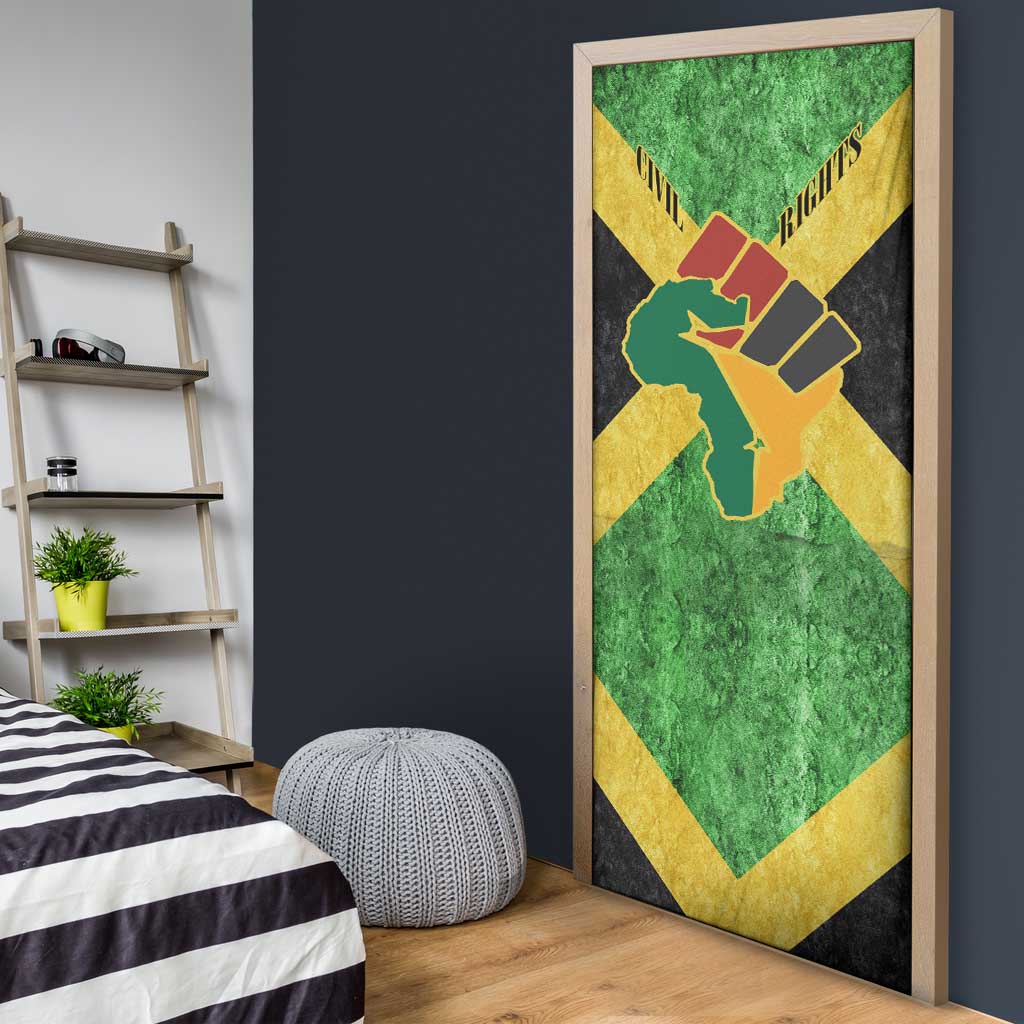 Marcus Garvey Door Cover Jamaican Flag Theme African Fist Civil Rights Symbol Pan African Tribute Design - Wonder Print Shop