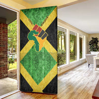 Marcus Garvey Door Cover Jamaican Flag Theme African Fist Civil Rights Symbol Pan African Tribute Design - Wonder Print Shop